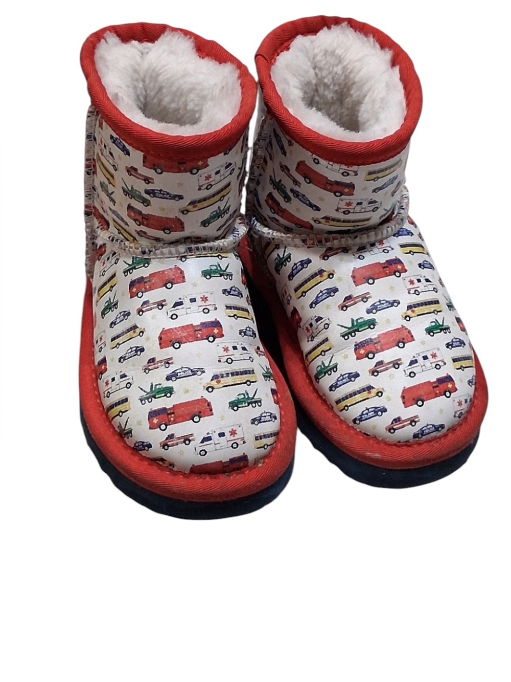 Rich Fashion Kids Car Print Boots with Red Accents